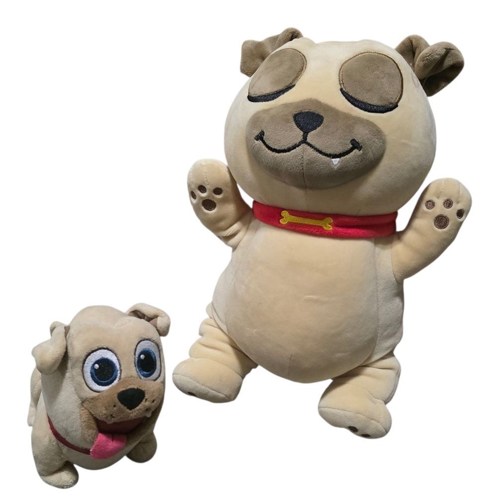 Disney Rolly Plush Dog Toy with Red Collar Bundle